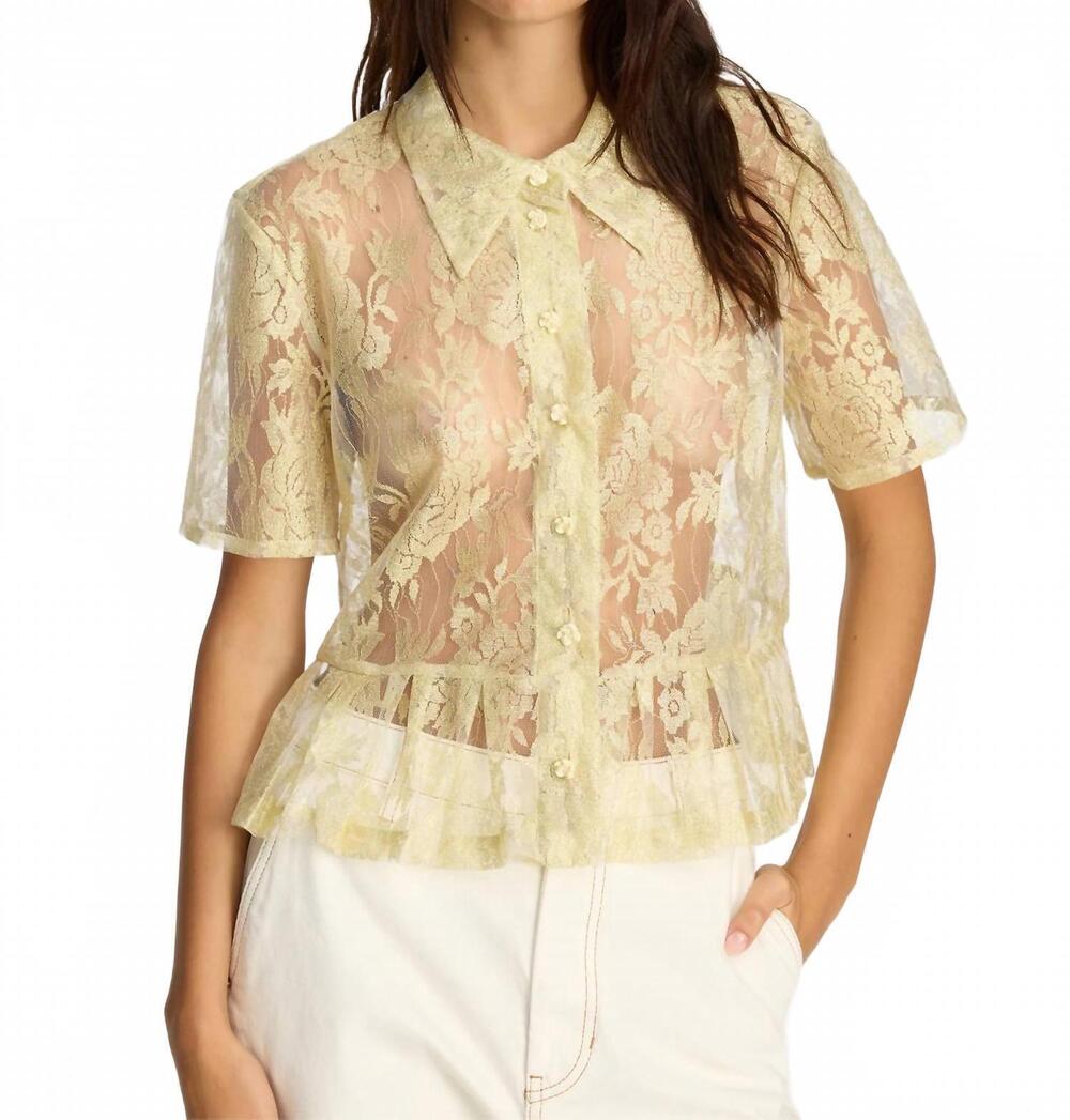 NEW MUNTHE bustona lace button down top in gold